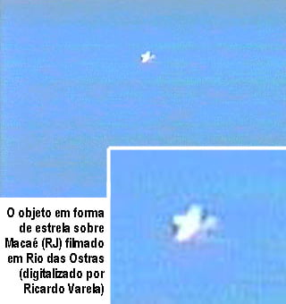Objeto em forma de estrela sobre Macaé, no Rio de Janeiro, filmado em Rio das Ostras (digitalizado por Ricardo Varela)