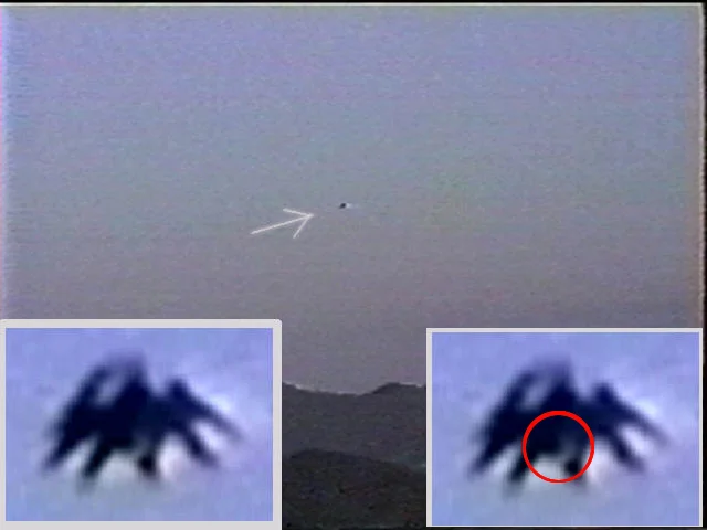 OVNI "Aranha" ou balão? A filmagem do Morro Cháritas, de 1992 3 No detalhe circulado, o momento na filmagem em que percebe-se a luminosidade aparente de uma "boca" de balão.