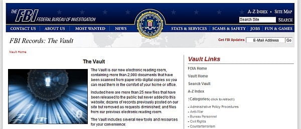 FBI Vault. Não confundir com TheBlackVault!