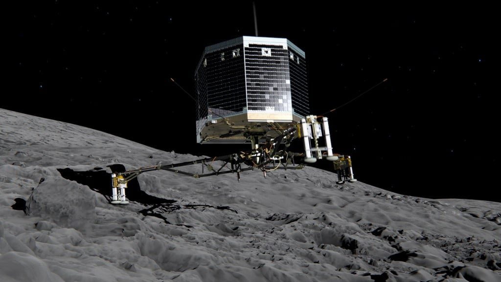 Nave robô pode ter encontrado indícios de vida extraterreste em cometa 1 Representação artística do robô Philae pousado (ESA)
