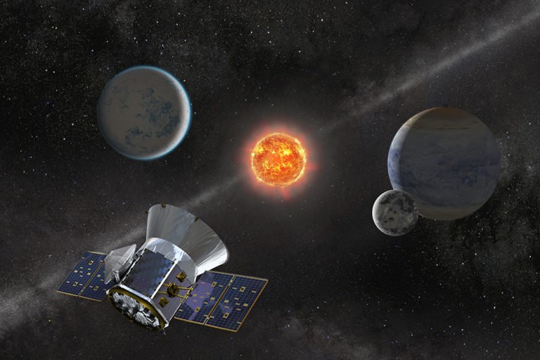 TESS, a sonda buscadora de exoplanetas. Reprodução/NASA