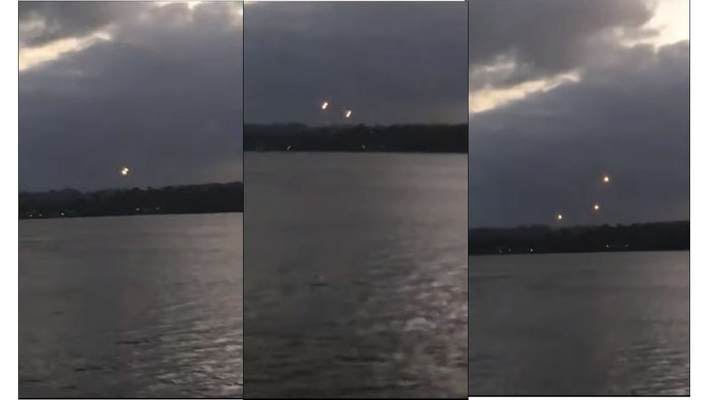 Testemunha faz espetacular vídeo de OVNIs em Oiapoque, no Amapá 1 Montagem com diferentes momentos dos OVNIs (UFOs) em Oiapoque