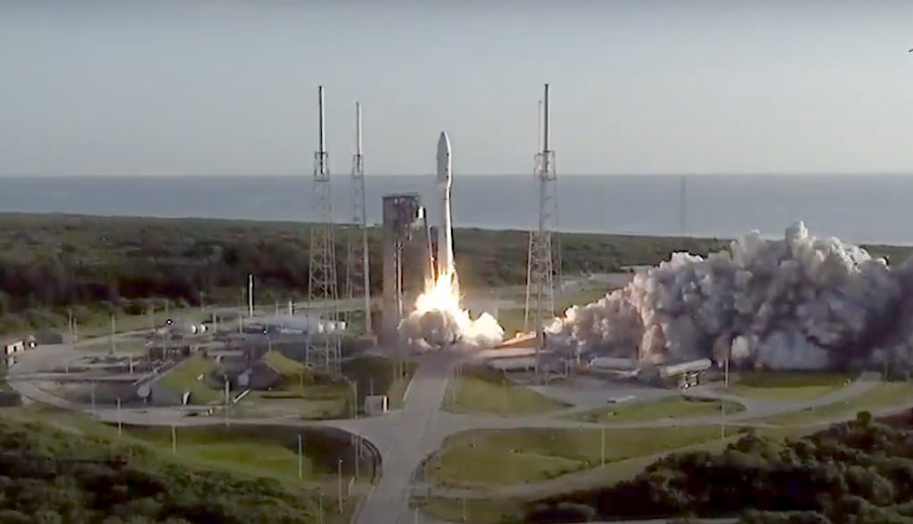 Lançamento da missao Mars2020 a partir de Cabo Canaveral em um Atlas-V levando o rover Perseverance rumo a Marte