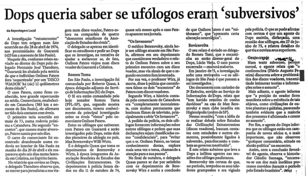 Caso Patero ditadura ufologia