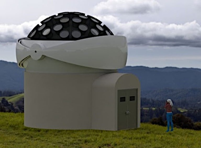 Concepcao artistica de um telescopio PANOSETI Seti home divulgacao
