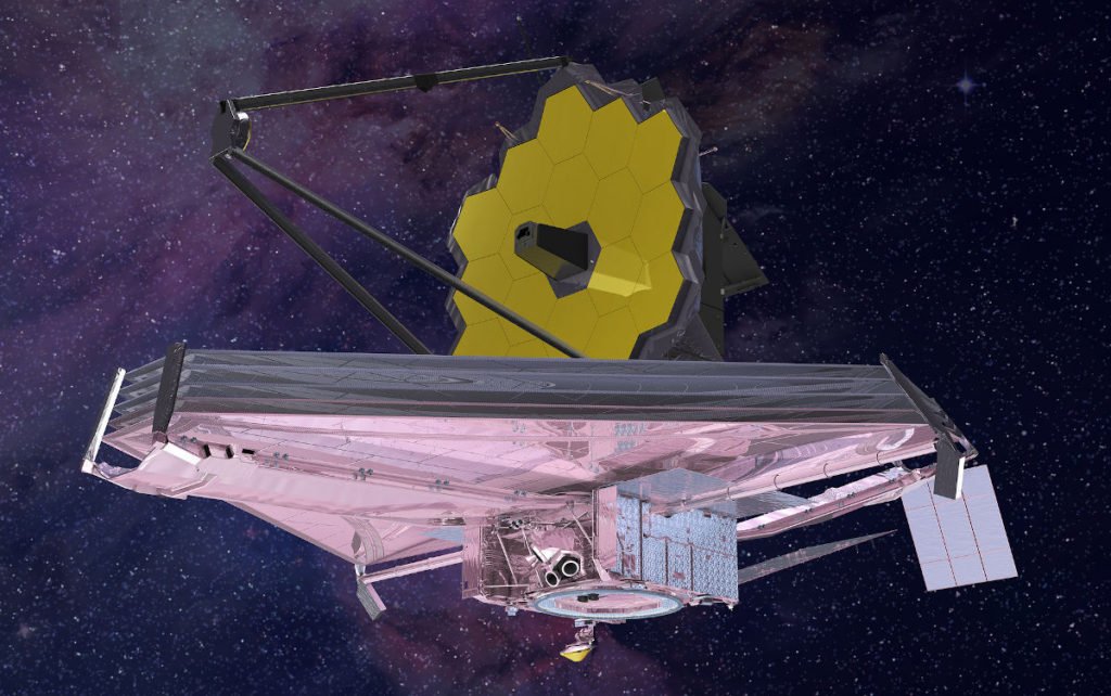 Telescópio James Webb, o "novo Hubble", chega à Guiana Francesa para lançamento 1 Concepção artística do telescópio espacial James Webb (Imagem: NASA/Divulgação)