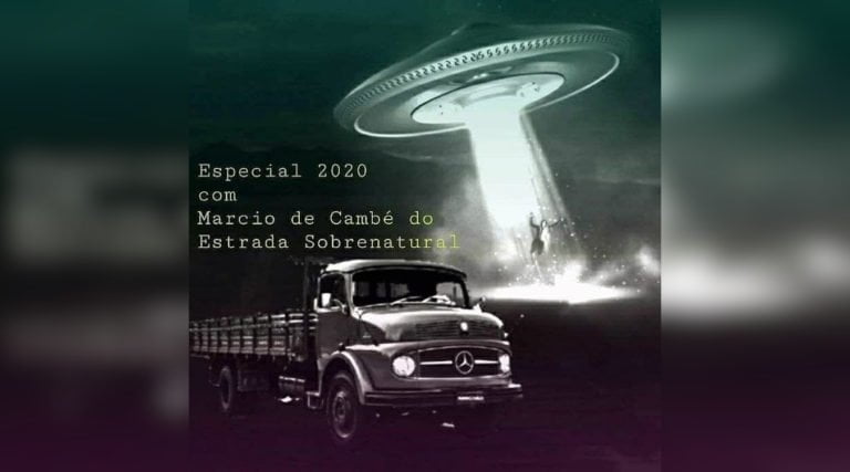 Montagem de capa do episodio especial do podcast Ufologia e Ideias entrevistando Marcio Couxa caminhoneiro que teria sido abduzido Cortesia Ufologia e Ideias
