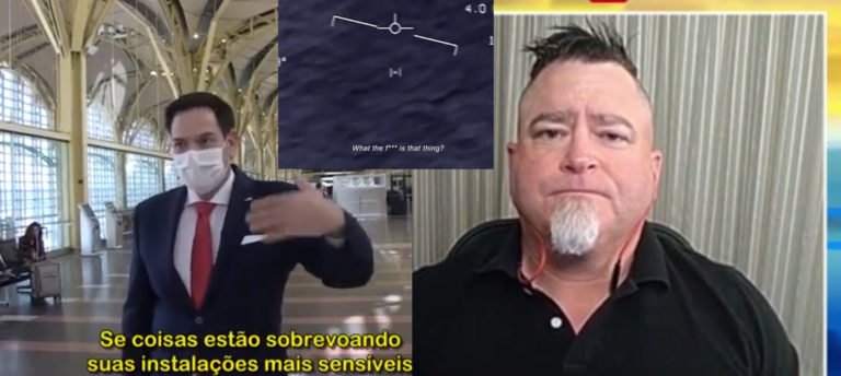 Com declarações do senador Marco Rubio e Lue Elizondo, segue a pressão para a liberação (desclassificação) de informações oficiais dos EUA sobre óvnis. (Reprodução TMZ e Fox News)