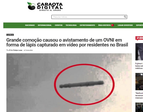Avistamento de óvni em formato de cigarro no Brasil repercute na internet
