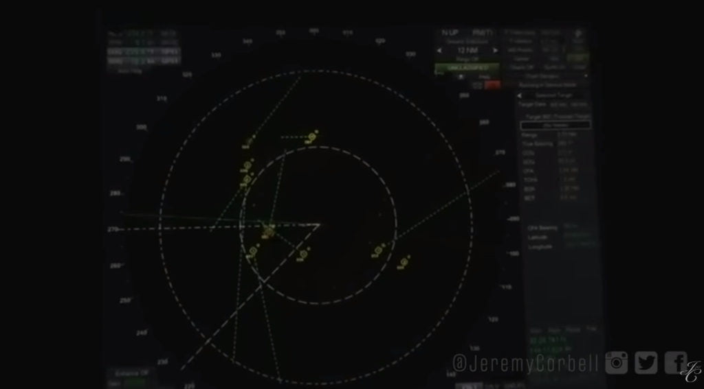 Gravação da tela de radar a bordo do USS Omaha mostrando UAPs em volta da embarcação (Reprodução: Youtube)