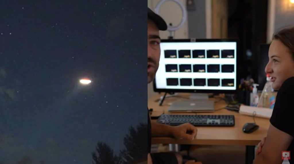 Vídeo mostra o pai da família HomesteadHow apresentando fotos do suposto UFO e a reação da esposa e filhas (Reprodução Youtube Canal HomesteadHow)