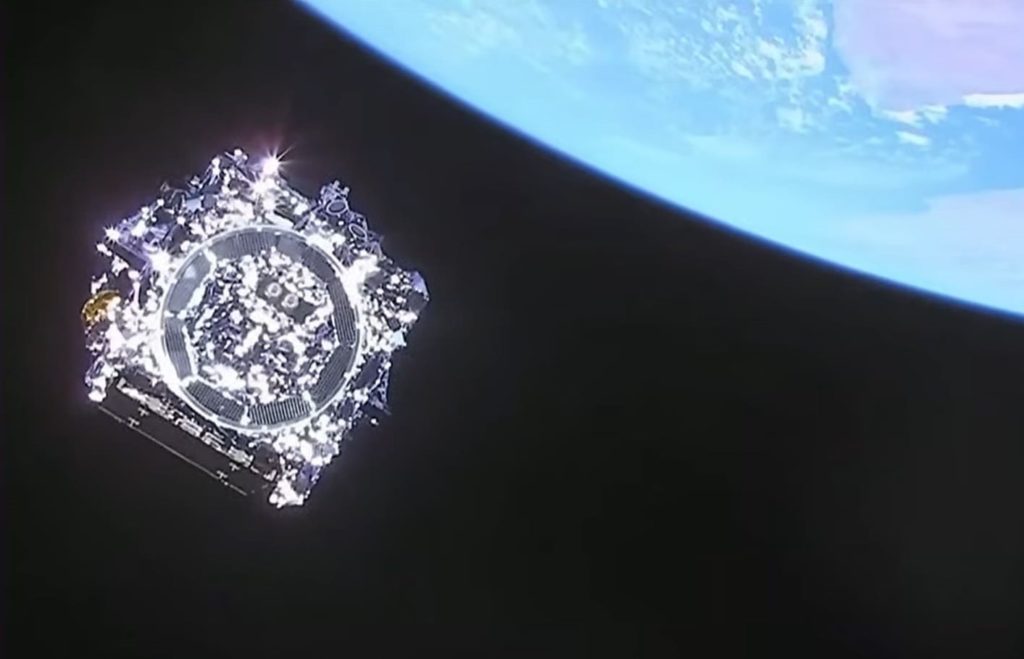 James Webb: humanidade terá novos e mais potentes olhos no espaço 1 Sucesso: momento da separação do telescópio James Webb do último estágio do lançador - Imagem: Arianespace, ESA, NASA, CSA, CNES
