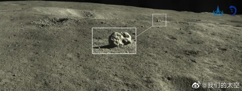 De Cabana Misteriosa a Coelho de Jade, uma rocha na Lua (Crédito: Agência Espacial Chinesa -CNSA)