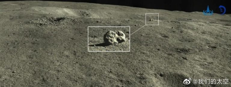 De Cabana Misteriosa a Coelho de Jade, uma rocha na Lua (Crédito: Agência Espacial Chinesa -CNSA)