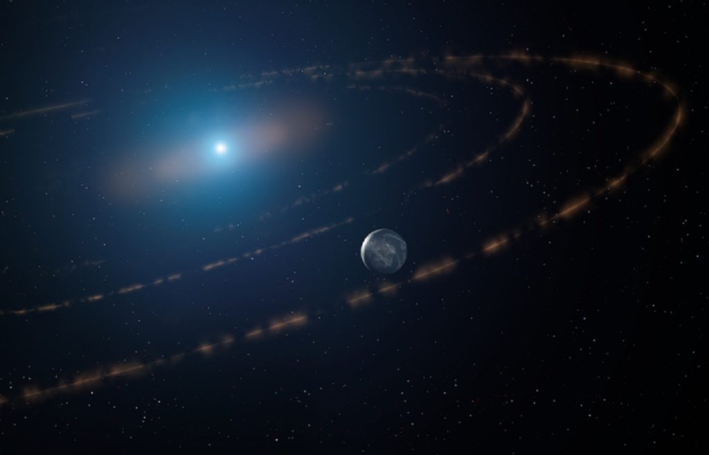 Cientista descobre estranhos pulsos de luz estelares. Mensagens alienígenas? 2 Representação artística da estrela anã branca WD1054-226, a 117 anos-luz, e seu planeta potencialmente habitável (Mark A. Garlick markgarlick.com - CC 4.0)