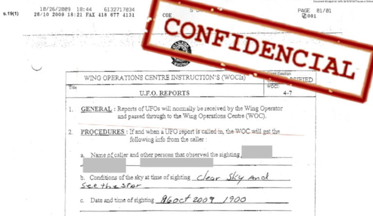 Site consegue 20 anos de documentos sobre óvnis do governo do Canadá