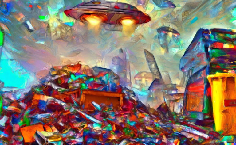 Ufo Cronicas Lixeira Ufologica. Ilustracao Portal Vigilia Dall e 2