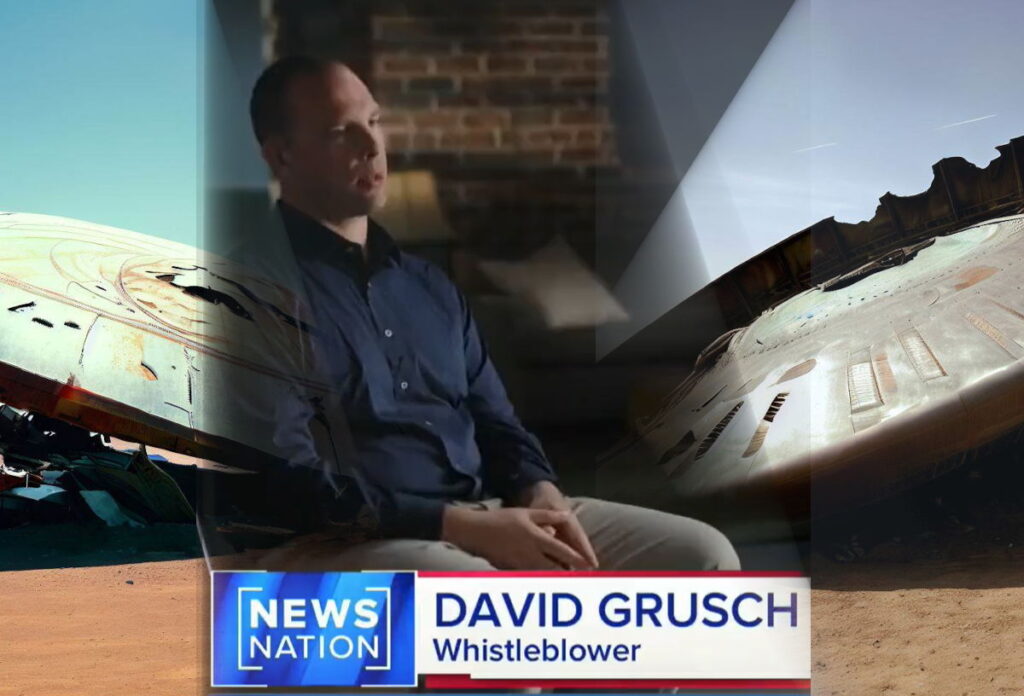 Lockheed Martin tem OVNI de origem não humana em seu poder? 2 David Grusch, ex-oficial de inteligência, delatou ao Congresso dos EUA a existência de programas de engenharia reversa em naves alienígenas capturadas (Reprodução/Foto montagem/Ilustrações Dall-E)