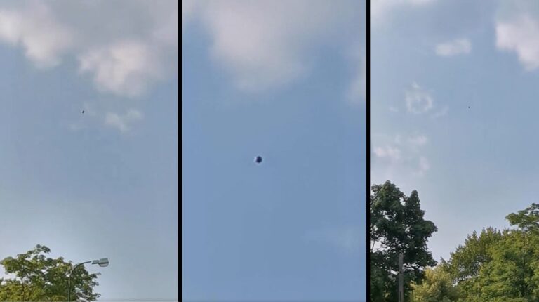 Esfera aparentemente metálica registrada na Polônia (Reprodução - Twitter 528vibes)