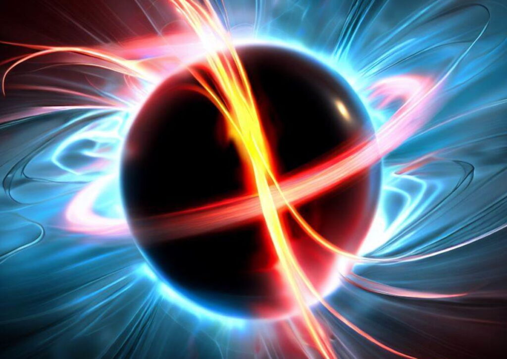Estranho sinal de rádio desafia astrônomos 1 Ilustração: Sinal de rádio de características incomuns de provável magnetar desafia cientistas (Portal Vigília/Dall-E)