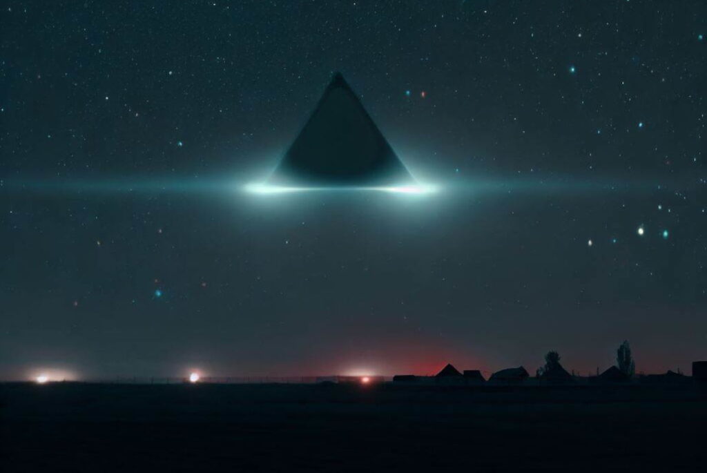 Ilustração de óvni triangular - ataque na Argentina? (Imagem: Dall-E/Portal Vigília)