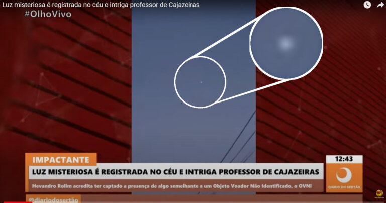 Óvni registrado por professor em Cajazeiras. Paraíba. (Reprodução: Youtube/Diário do Sertão)