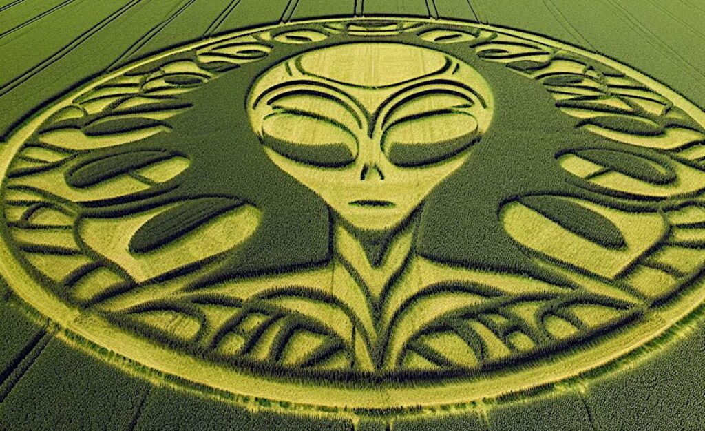Exemplo de CropCircle gerado com IA (Dall-E 3/Bing)