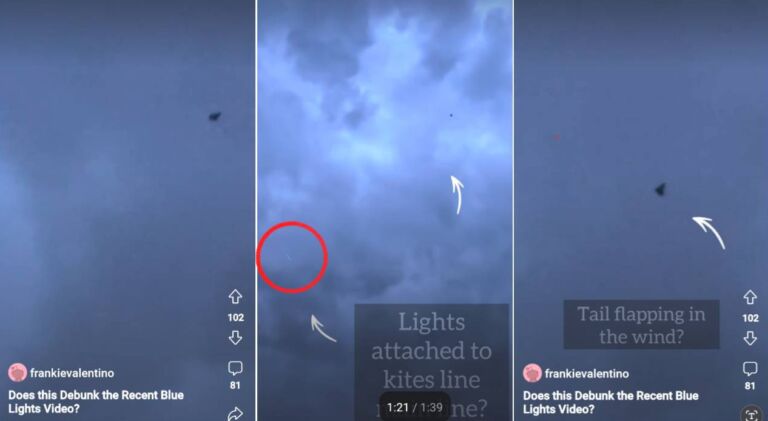 Usuários do Reddit provam que ovni azul sobre Rio Delaware era fita LED ligada a pipa (Reprrodução)
