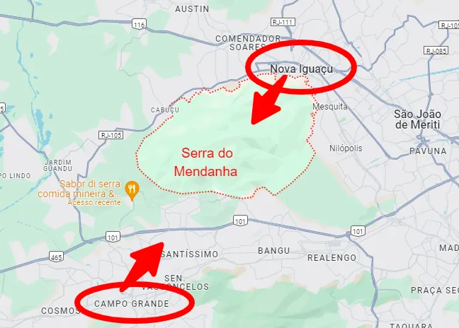 Testemunha filma OVNI e estação de monitoramento confirma registro no RJ 4 Serra do Mendanha -Google Maps