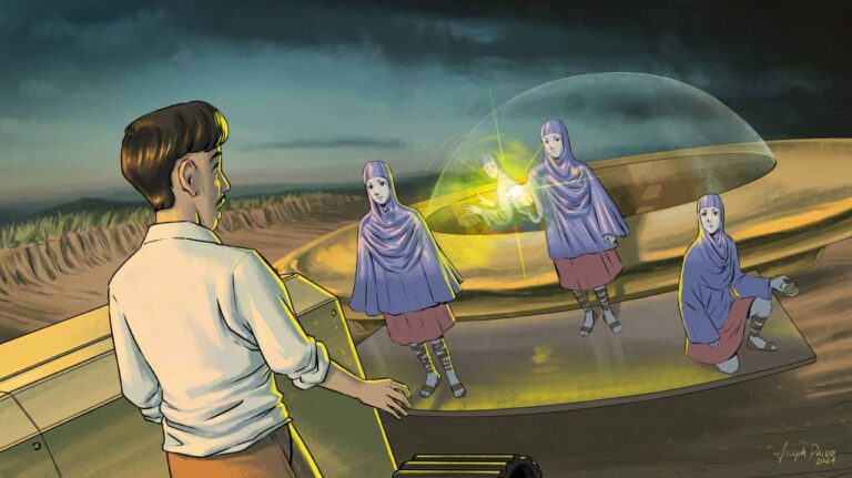 Toríbio Pereira teve um encontro com alienígenas em 1968 em Lins, SP: um caso clássico da Ufologia Brasileira (ilustração de Joseph Paiva, gentilmente cedida por Rodrigo Visoni)