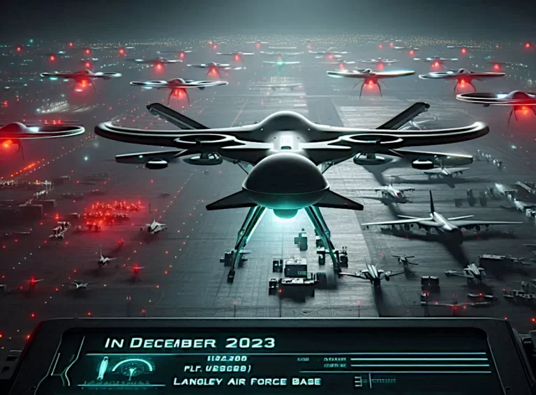 O mistério dos drones invasores na base aérea de Langley (Imagem criada por IA)