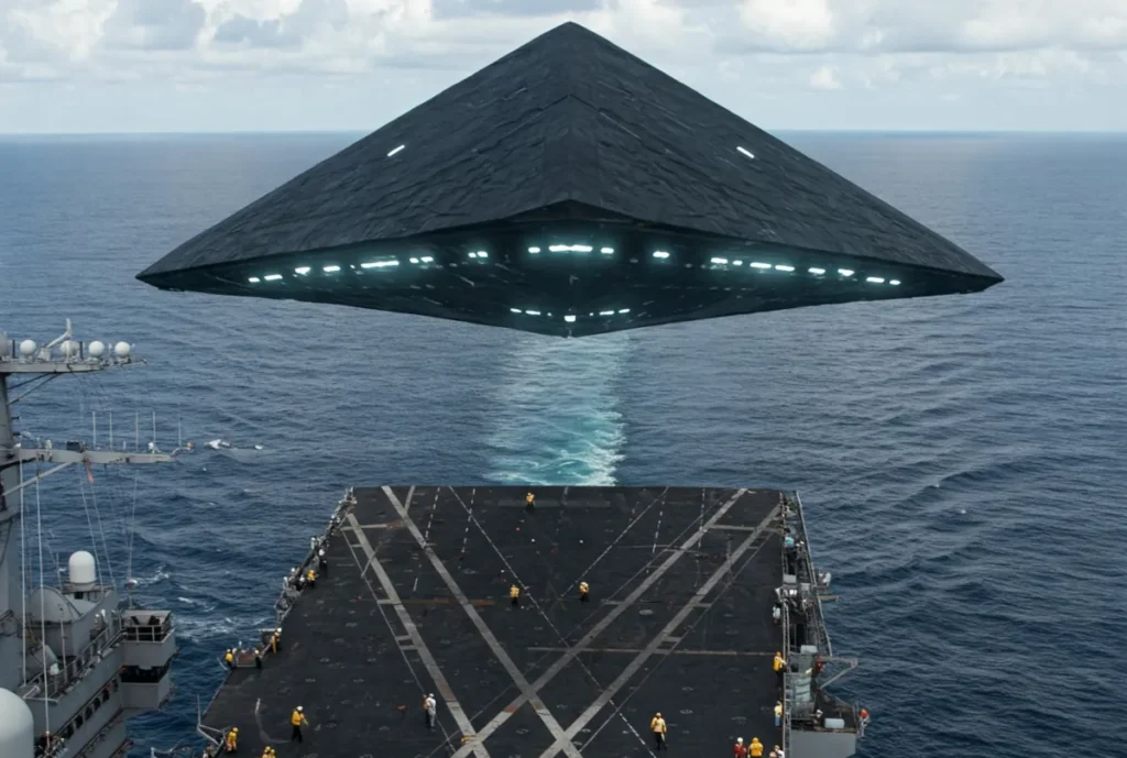 Novo denunciante expõe "Immaculate Constellation", programa secreto de OVNIs dos EUA 3 Emails revelam discussões no Pentágono sobre foto controversa de ovni triangular emergindo do oceano (Ilustração criada com IA)