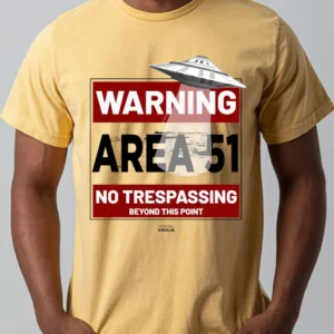 Camiseta Área 51, com alerta (warning) e UFO - Estonada