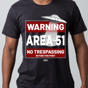 Camiseta Área 51, com alerta (warning) e UFO - Linha Prime