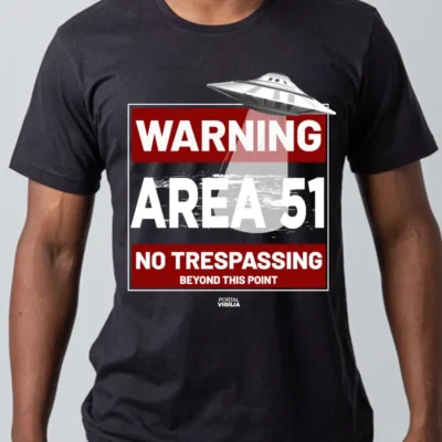 Camiseta Área 51, com alerta (warning) e UFO - Linha Prime
