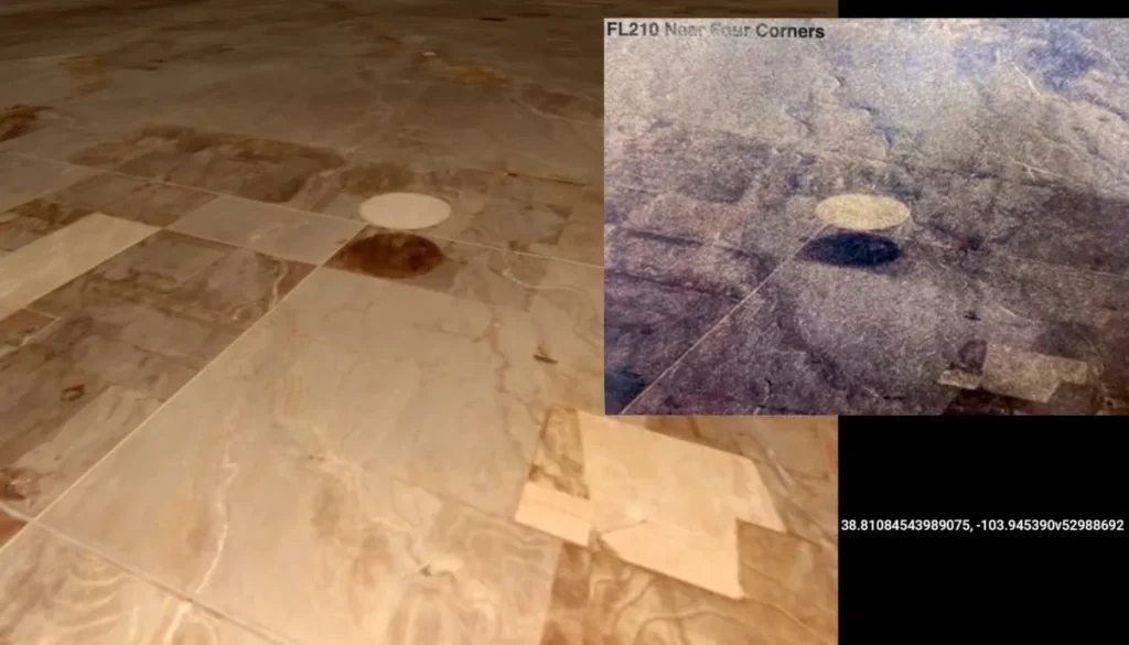 A foto de disco de Elizondo, o peso da responsabilidade e a agenda do ex-oficial 2 No forum Metabunk, rapidamente os usuários encontraram o local exato e seu aspecto (não muito diferente) atual uando o Google Maps e ajustes de cor na imagem (Reprodução/Metabunk)