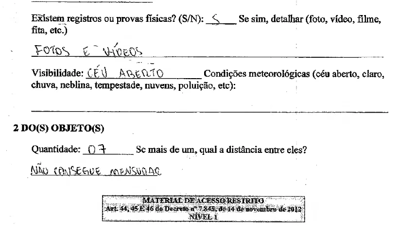 Arquivo Nacional do Brasil antecipa liberação de 26 novos registros de OVNIs 2 Registro de avistamento de OVNI por piloto. Crédito: Arquivo Nacional