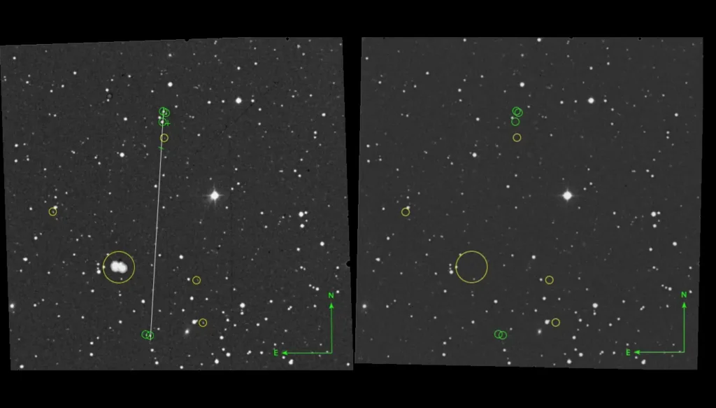 Enigma espacial: cientistas dizem ter encontrado rede de OVNIs em órbita da Terra 4 Objetos de brilho significativo foram detectados (Reprodução Aligned, multiple-transient events in the First Palomar Sky Survey Spanish)