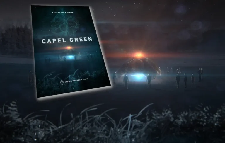 Poster e ilustração do documentário Capel Green (2025), do produtor e diretor Dion M Johnson, com novas testemunhas do Caso Rendlesham Forest (Reprodução Facebook Capel Green/Indigo Transmit Films ltd)