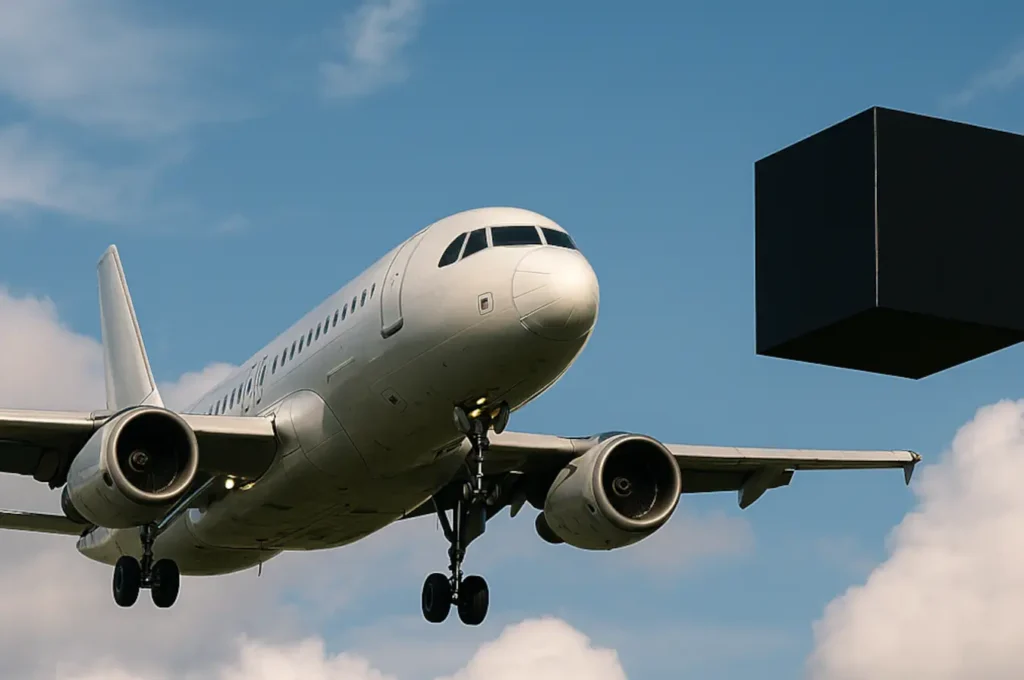 FAA revela “cubo preto” em meio avistamentos de drones sobre base de Wright-Patterson 1 Segundo a Agência Federal de Aviação (FAA) dos EUA, ocorreu um estranho encontro de um avião com um cubo preto próximo da base de Wright-Patterson (Copilot IA)