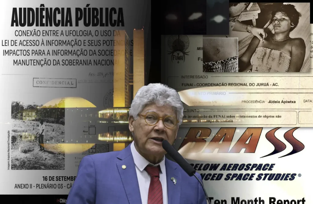 Foto montagem - Prédio do Congresso Nacional por Gustavo Lima e Deputado Chico Alencar via Kayo Magalhães e eventos emblemáticos da Ufologia