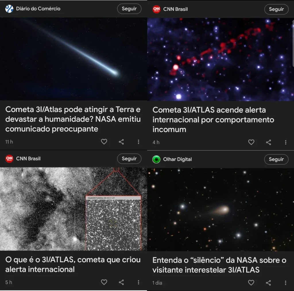 O "experimento" 3I/ATLAS: para Loeb, não estamos preparados para o 1º contato 6 Clickbait: portais associados ao jornalismo sério contribuíram com manchetes e chamadas sensacionalistas