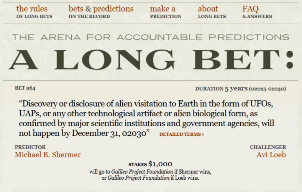Revelação ou descoberta de extraterrestres está valendo mil dólares (reprodução)