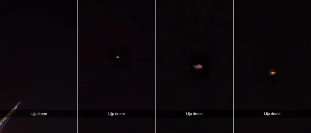 Sequencia de capturas do video atribuido a presenca de um drovni sobre o aeroporto de Eindhoven na Holanda Fonte X.com @Nexus osintx