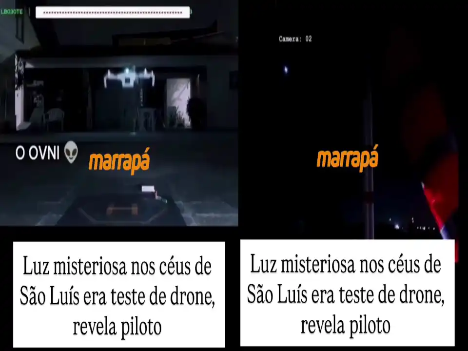 Do OVNI ao drone: está mesmo explicada a luz misteriosa registrada em São Luís (MA)? 2 Divulgação do portal Marrapá sobre o teste de drone: horário, luminosidade e trajetória no céu não batem (Reprodução/Instagram)
