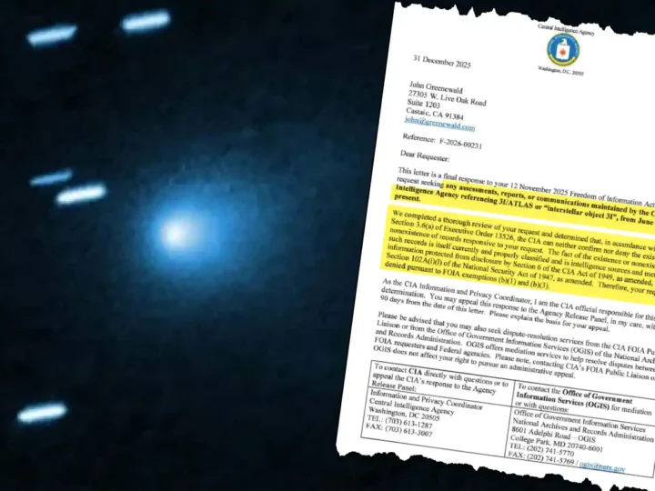 CIA silencia sobre o objeto interestelar 3I/ATLAS e acirra suspeitas