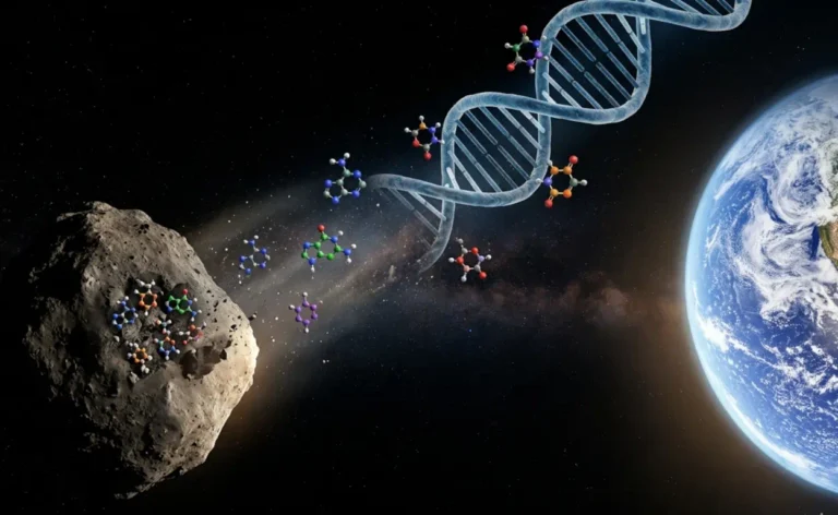 Descoberta de ingredientes da vida em asteroide Ryugu reforcam a teoria da panspermia ilustracao por IA