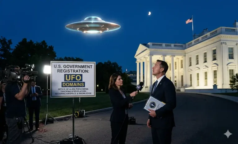 Governo dos EUA registra domínios alienígenas após a promessa de revelações (ilustração por IA)