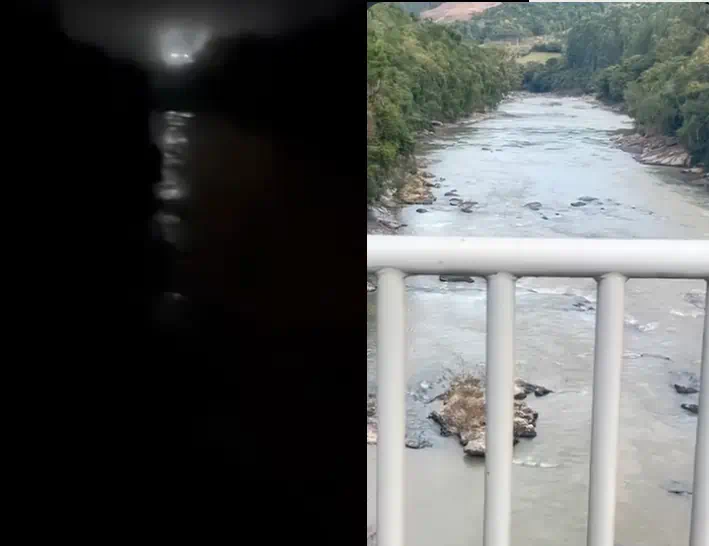 Luzes misteriosas são filmadas sobre o Rio da Prata, em Santa Catarina 2 Captura do vídeo do OVNI e a imagem do rio durante o dia (Cortesia @Ovniologia)