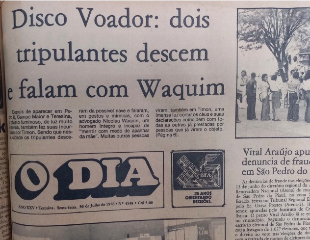 Acervo amplia história do 'chupa-chupa' no Norte brasileiro com antecedentes de OVNIs no Piauí 3 Dois tripulantes teriam conversado com um morador - Reprodução - reportagem 'O Dia' de 30 de julho de 1976